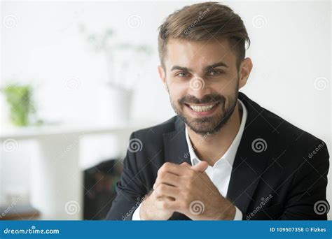 Smiling Attractive Young Millennial Businessman In Suit Looking Stock