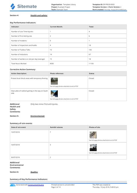 Monthly Construction Progress Report Template Use This Template Free