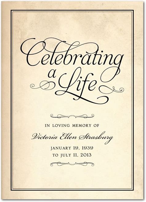 Celebrating A Life Memorial Programs In Black Or Sienna Brown Hello
