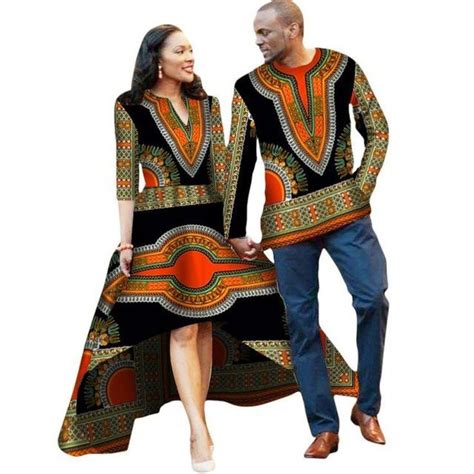 African Couples Clothing For Lovers Women Dress Plus Men V11649