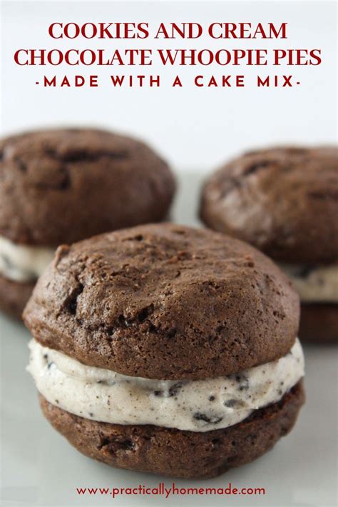 Cookies And Cream Chocolate Whoopie Pies Made With A Cake Mix On A Plate
