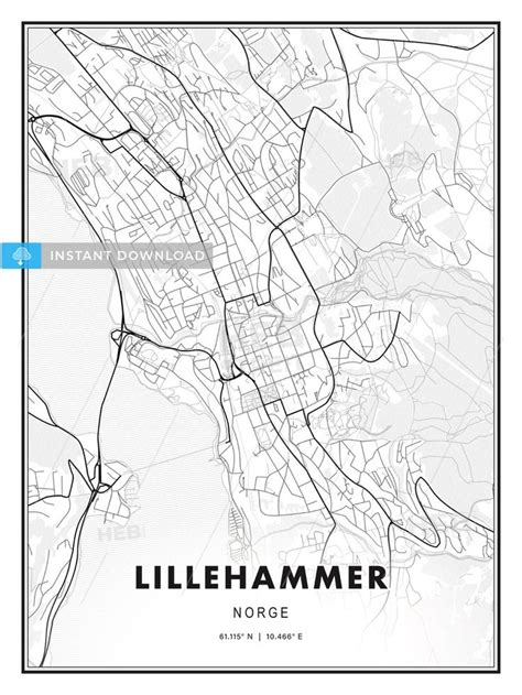 Lillehammer Norway Modern Print Template In Various Formats HEBSTREITS Sketches Print