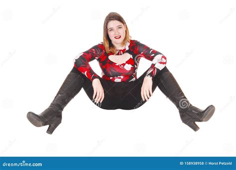 Young Girl Sitting On Floor Whit Her Legs Spread Stock Photo Image Of
