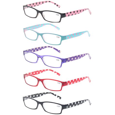 5 Pack Fashion Ladies Reading Glasses Lightweight Comfortable Colorful Readers For Women 5 Pack