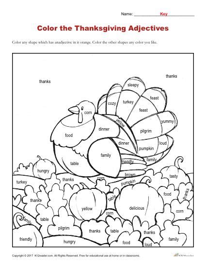 I thought i would give gimp another shot since i'm learning how to use illustrator in my graphic design class!!! Thanksgiving Adjectives | Printable Coloring Activity