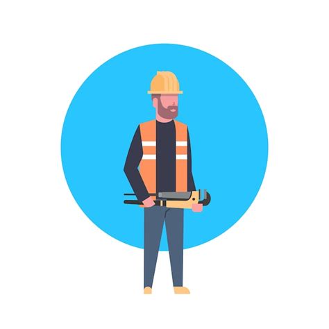 Construction Worker Icon Builder Man Wearing Helmet Vector Premium