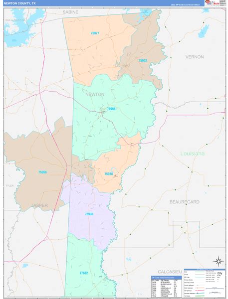Newton County Tx Wall Map Color Cast Style By Marketmaps Mapsales