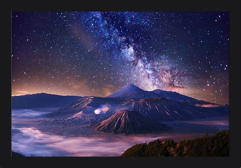 Mount Bromo And Milky Way Indonesia Lantern Press Photography 24x16