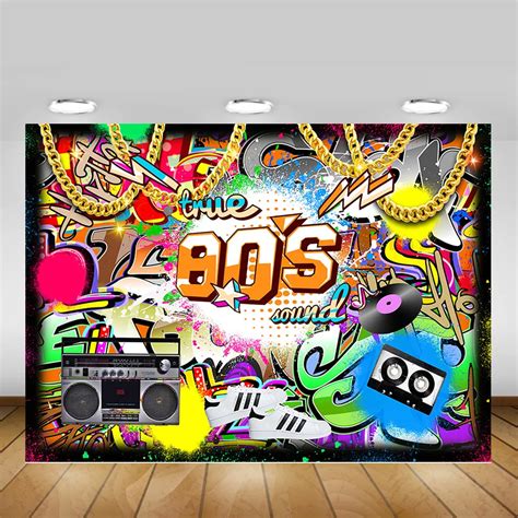 80s Hip Hop Photography Backdrop 90s Birthday Party Banner Background