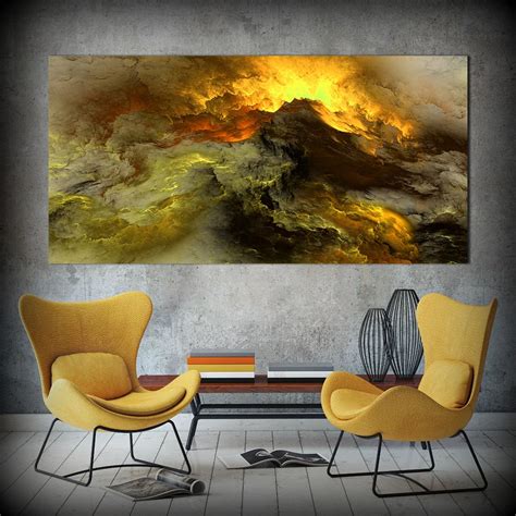 Large Size Canvas Poster Art Prints Cloud Abstract Colorful Light Brown