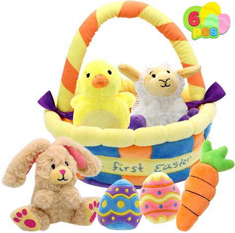 Joyin 7 Pcs Easter Basket Plushies Playset Easter Basket Stuffers Toys