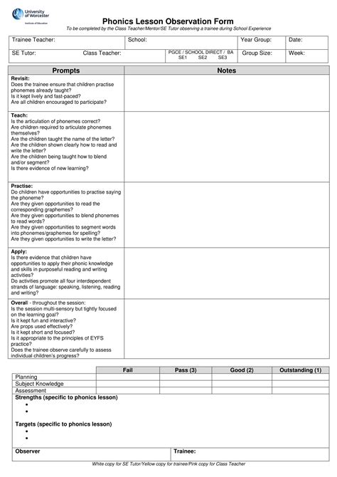 Lesson Plan Template For Teacher Observation The Perfect
