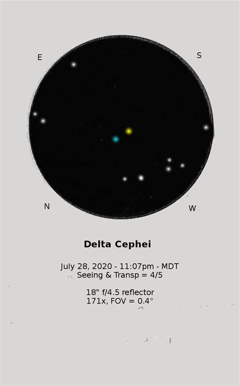 Delta Cephei Double Star System Sketching Cloudy Nights