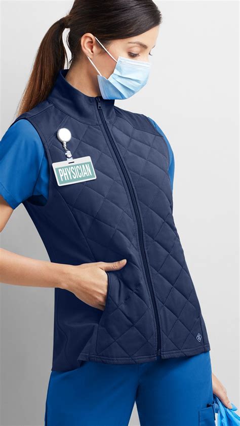 Easy Stretch Deya Quilted Scrub Vest Medical Vests Easy Stretches