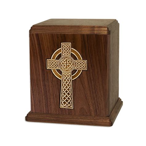 Celtic Cross Walnut Urn