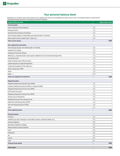 New Personal Assets And Liabilities Template Excel Xls Xlsformat