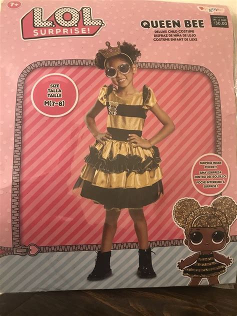 Lol Surprise Halloween Deluxe Child Costume Doll Gold Queen Bee Medium