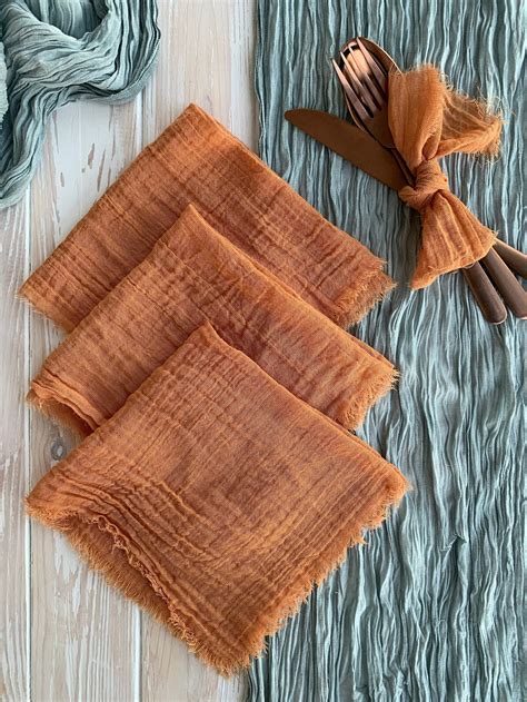 Copper Colored Cheese Cloth Napkins Set Custom Cloth Dinner Etsy