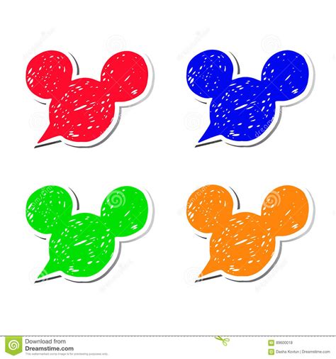 Mickey Vector Illustration Icon Mouse Modern Black Sticker Ears Painted