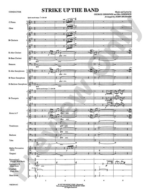 Strike Up The Band Concert Band Conductor Score And Parts George
