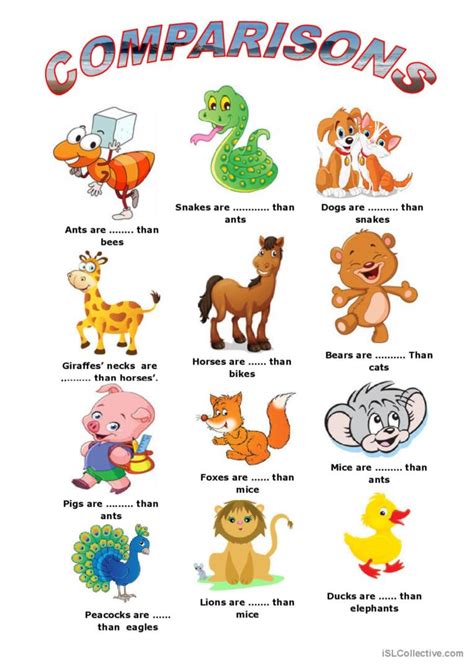 Comparisons English Esl Worksheets Pdf And Doc