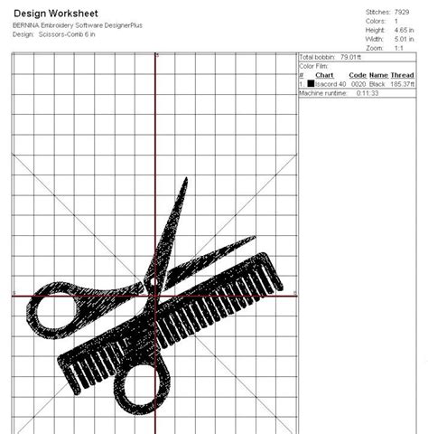 Scissor And Comb Machine Embroidery Design 4 Sizes Scissor Etsy