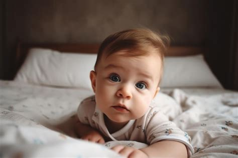 Premium Ai Image An Adorable Baby Boy Lying On A Bed