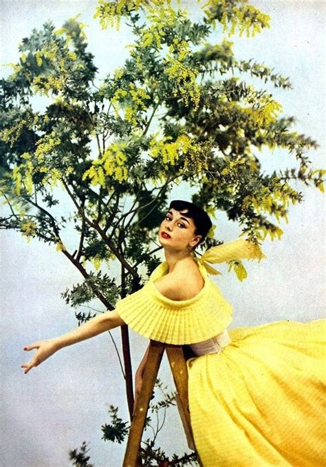 Audrey In Mimosa Yellow Gown By Ceil Chapman For Harper S Bazaar 1952