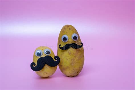 Funny Potato Head With Face On Pink Background Stock Image Image Of