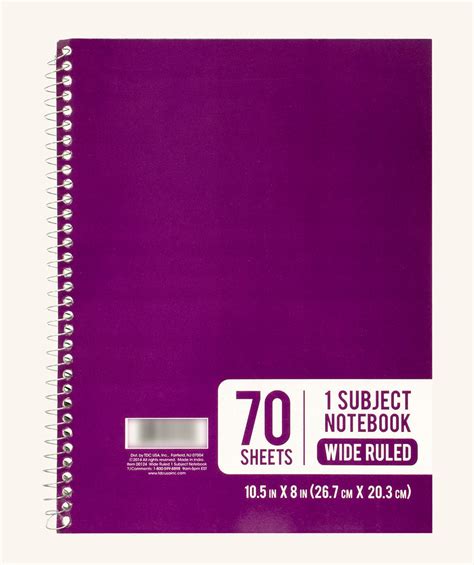 70 Sheets 1 Subject Spiral Notebook Tdc Usa Inc