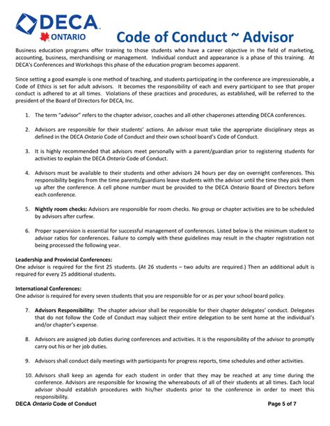 Code Of Conduct Sample In Word And Pdf Formats Page 5 Of 7