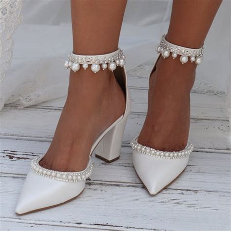 Ivory Wedding Shoes Block Heel Wedding Shoes Bridal Heels Etsy