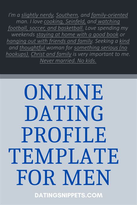 Simple Online Dating Profile Template For Men With 5 Examples Online Dating Profile Examples