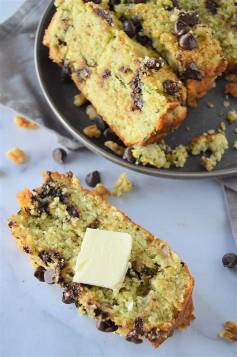 low carb chocolate chip zucchini bread easy breakfast bread or snack