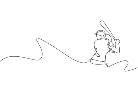 Premium Vector Single Continuous Line Drawing Agile Woman Baseball