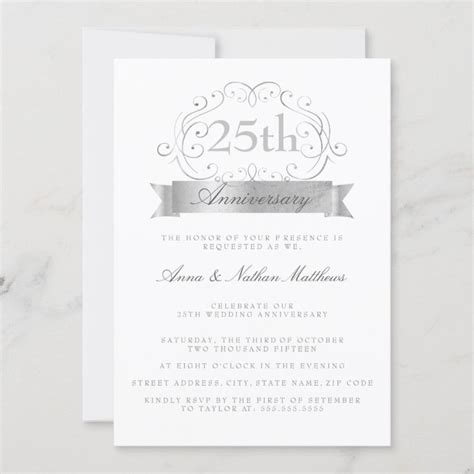 Silver Wedding 25th Anniversary Invitations Zazzle