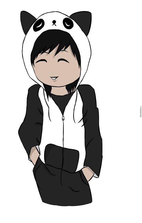 Chibi Guy Wearing A Panda Hoodie Requested By