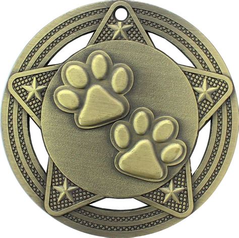 Paw Print Medal By Infinity Stars Antique Gold 50mm 2