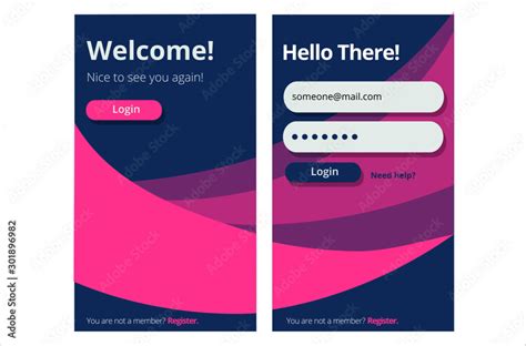 Mobile Uiux Design Template Login And Welcome Page For Mobile App Use