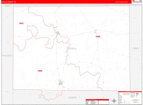 Zavala County Tx Zip Code Wall Map Red Line Style By Marketmaps