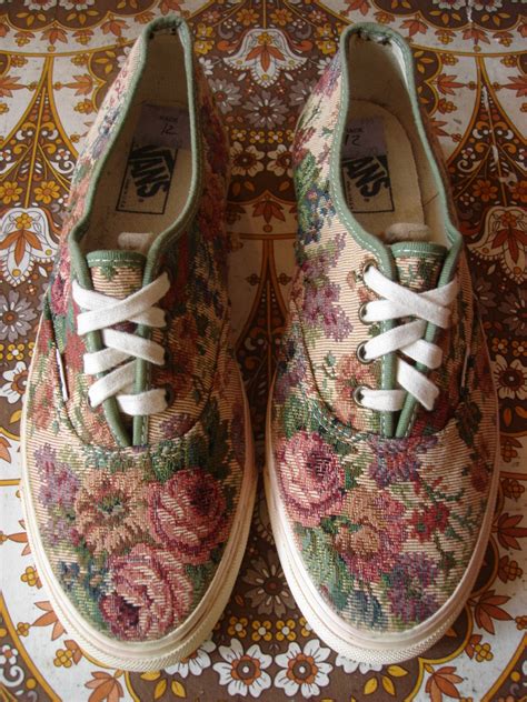 Theothersideofthepillow Vintage Vans Shoes Floral Tea Tapestry Print