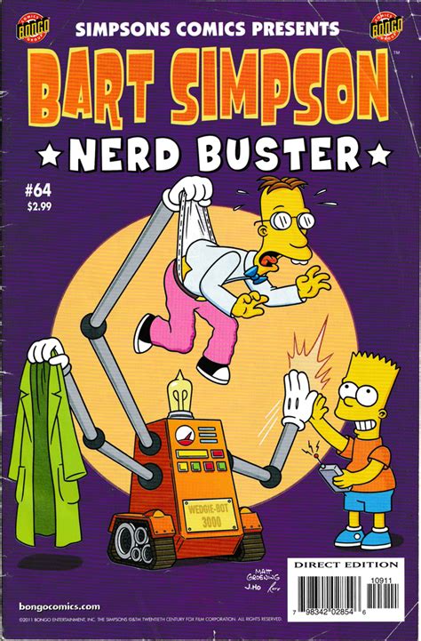 Bart Simpson Nerd Buster Comic Book Front Cover Fonts In Use