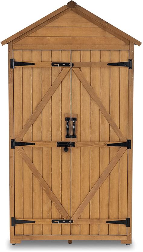 Mcombo Outdoor Tool Shed Wood Garden Storage Cabinet 70 Tall 1000d