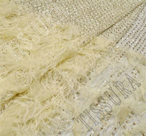 Feather Sequin Bead Embroidered Tulle Fabric Exclusive Fabrics From