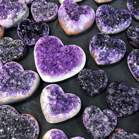 Amethyst Hearts Crystals Crystal Magic Stones And Crystals