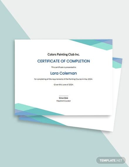 Completion Certificate Template Word Doc Psd Indesign Apple