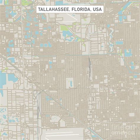Tallahassee Florida Us City Street Map Digital Art By Frank Ramspott