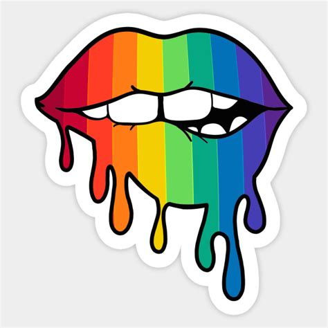 Rainbow Dripping Lips Rainbow Lips Sticker Teepublic