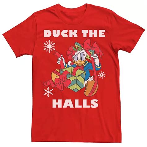 Mens Disney Donald Duck The Halls Christmas Portrait Tee