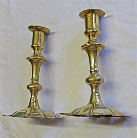 Antiques Atlas Pr Of Georgian Brass Candlesticks